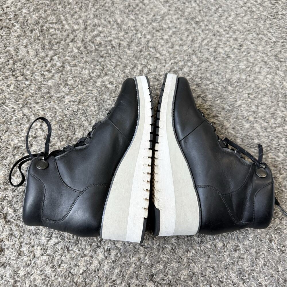 Cole Haan ZeroGrand Grand Explore City Lace-Up Wedge Boot US 9 B Black Leather - Picture 3 of 7